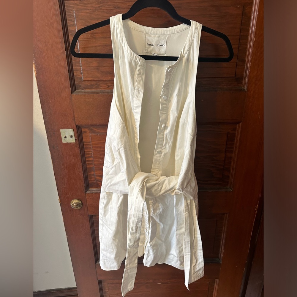 Misha Nonoo White Sleeveless Shirt Dress